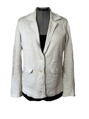 Eileen Fisher cotton & metallic knit sweater blazer M
